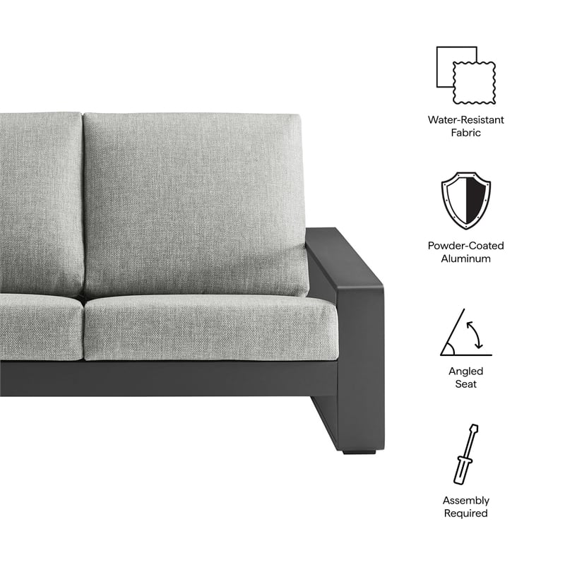 Lirienne Outdoor Patio Aluminum Loveseat in Light Gray Gray