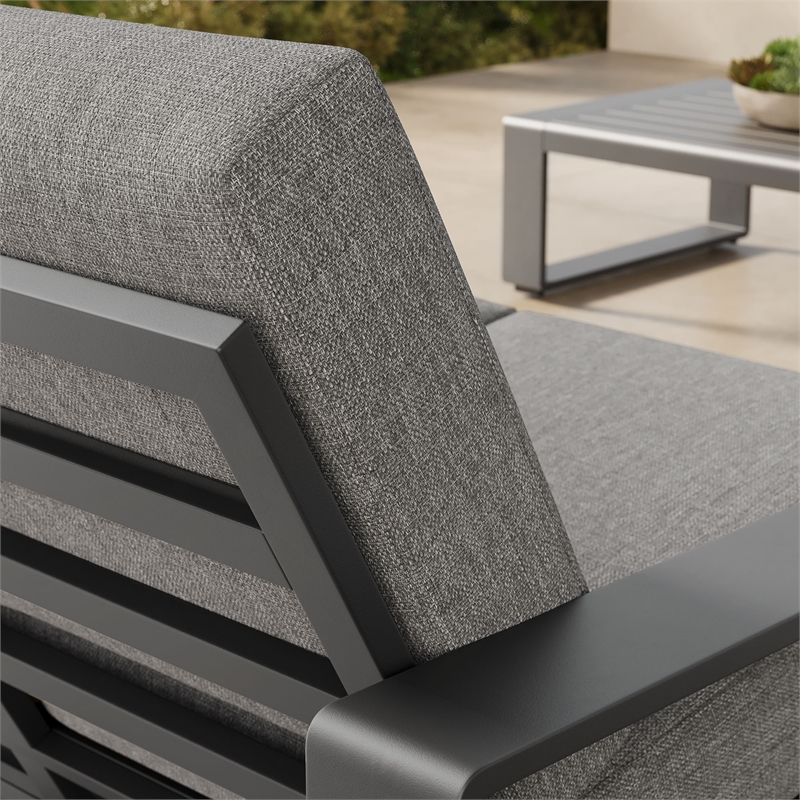 Lirienne Outdoor Patio Aluminum Loveseat in Light Gray Gray