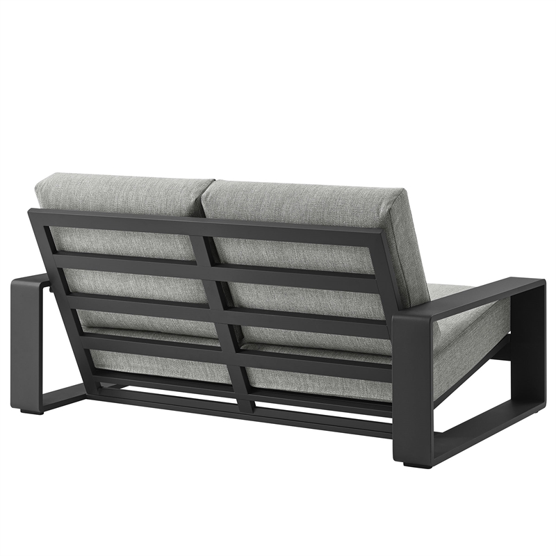 Lirienne Outdoor Patio Aluminum Loveseat in Light Gray Gray