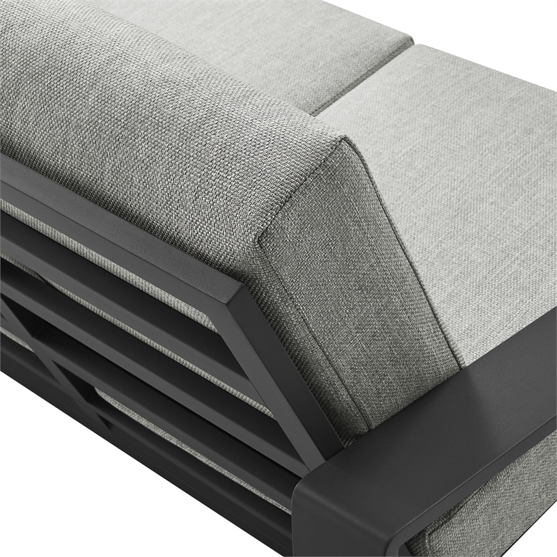 Lirienne Outdoor Patio Aluminum Loveseat in Light Gray Gray