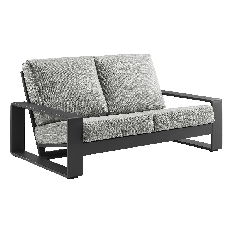 Lirienne Outdoor Patio Aluminum Loveseat in Light Gray Gray