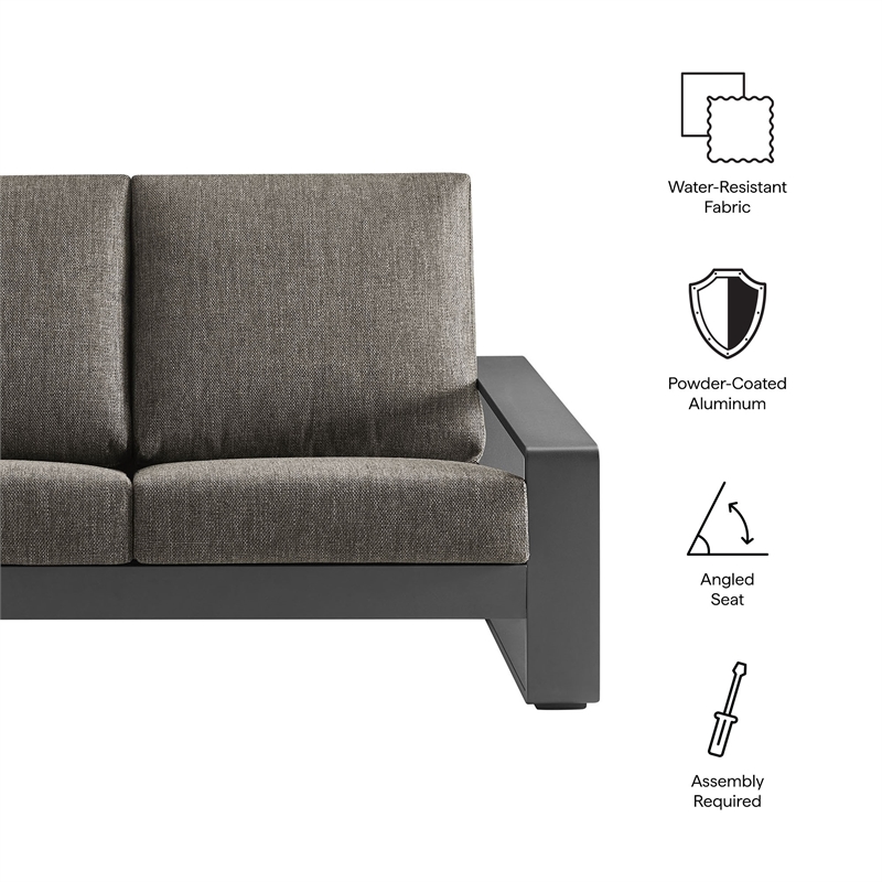 Lirienne Outdoor Patio Aluminum Loveseat in Smoke Gray