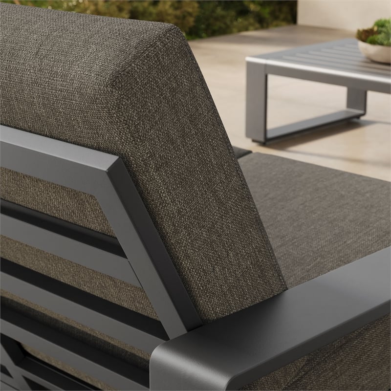Lirienne Outdoor Patio Aluminum Loveseat in Smoke Gray