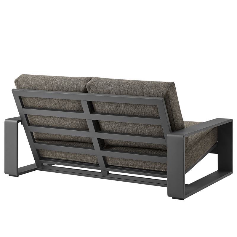 Lirienne Outdoor Patio Aluminum Loveseat in Smoke Gray