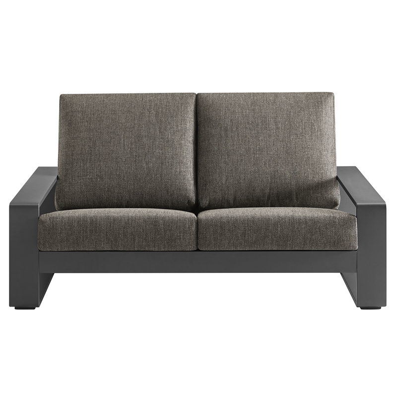 Lirienne Outdoor Patio Aluminum Loveseat in Smoke Gray