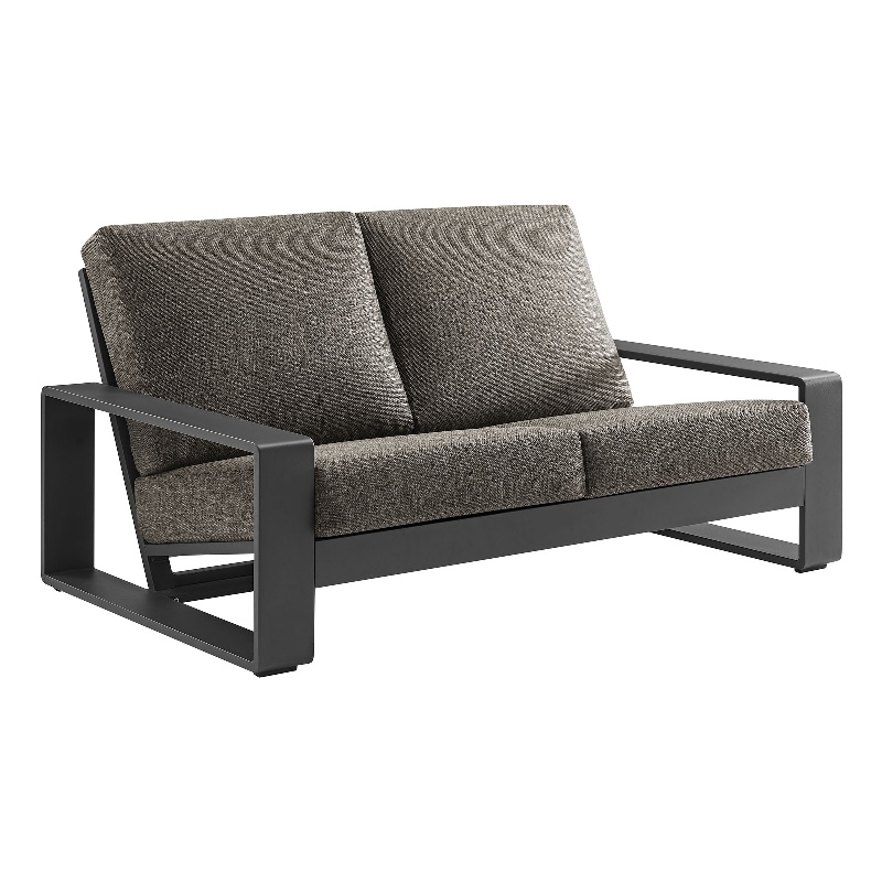 Lirienne Outdoor Patio Aluminum Loveseat in Smoke Gray