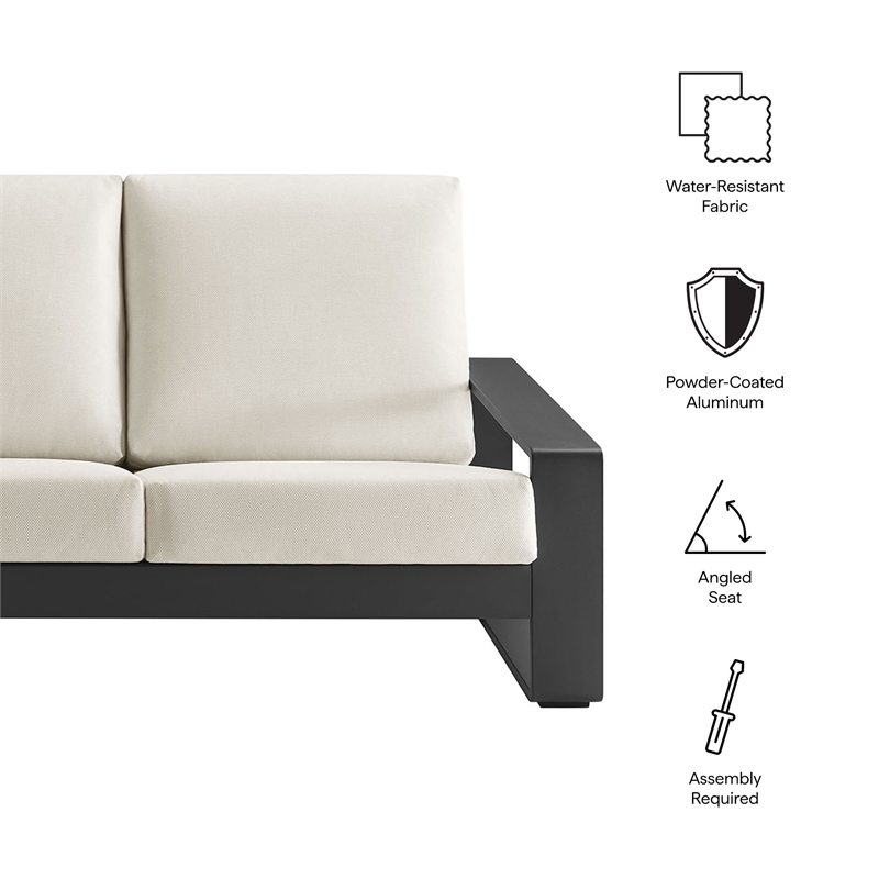 Lirienne Outdoor Patio Aluminum Sofa in Cream Gray