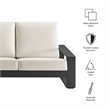 Lirienne Outdoor Patio Aluminum Sofa in Cream Gray