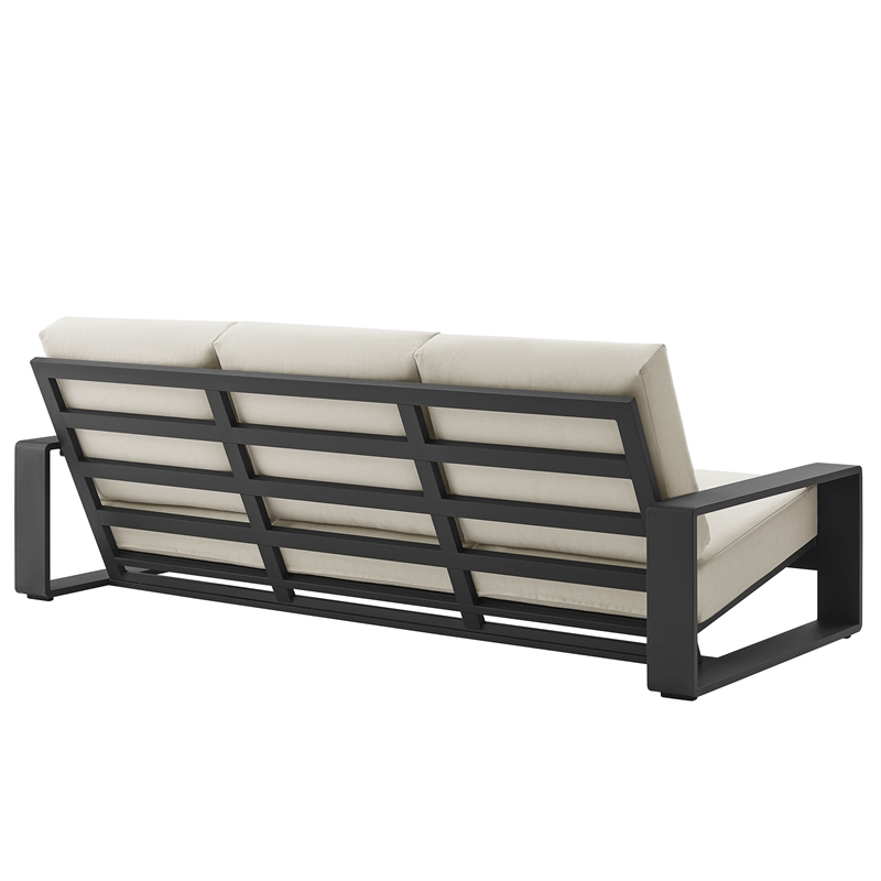 Lirienne Outdoor Patio Aluminum Sofa in Cream Gray
