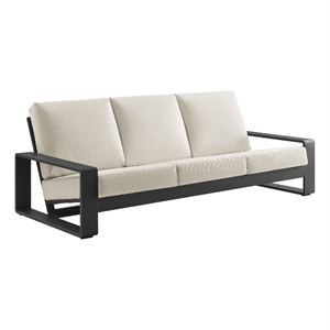 Lirienne Outdoor Patio Aluminum Sofa in Cream Gray