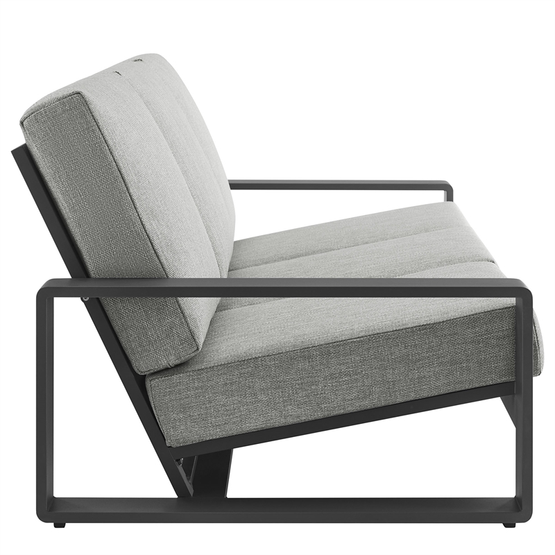 Lirienne Outdoor Patio Aluminum Sofa in Light Gray Gray