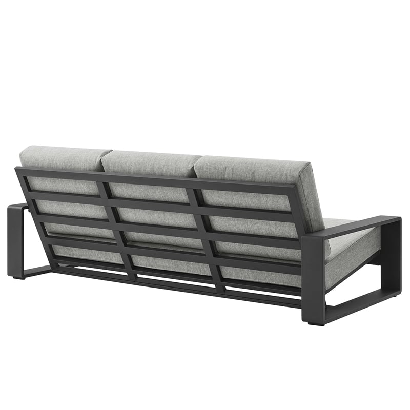 Lirienne Outdoor Patio Aluminum Sofa in Light Gray Gray