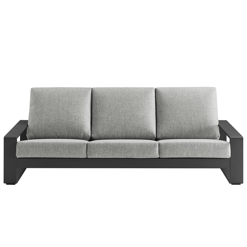 Lirienne Outdoor Patio Aluminum Sofa in Light Gray Gray
