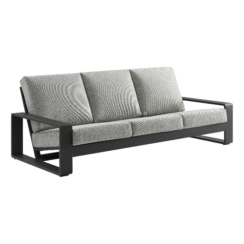 Lirienne Outdoor Patio Aluminum Sofa in Light Gray Gray