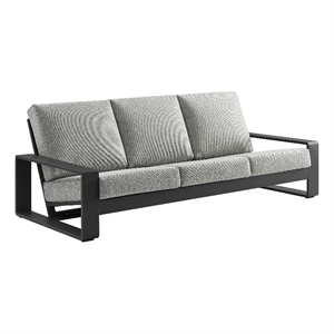 Lirienne Outdoor Patio Aluminum Sofa in Light Gray Gray