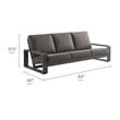 Lirienne Outdoor Patio Aluminum Sofa in Smoke Gray
