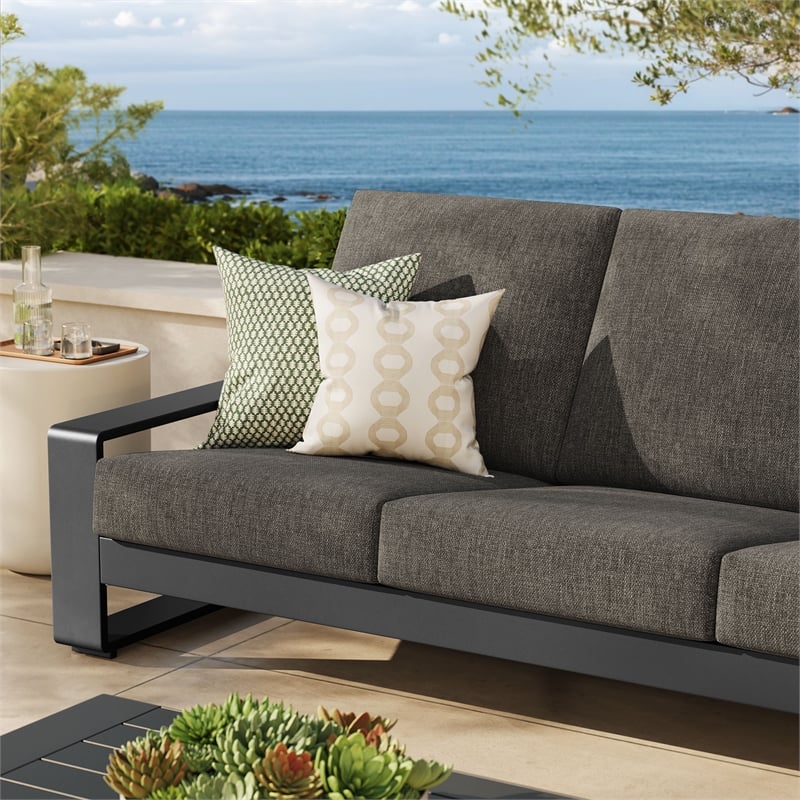 Lirienne Outdoor Patio Aluminum Sofa in Smoke Gray