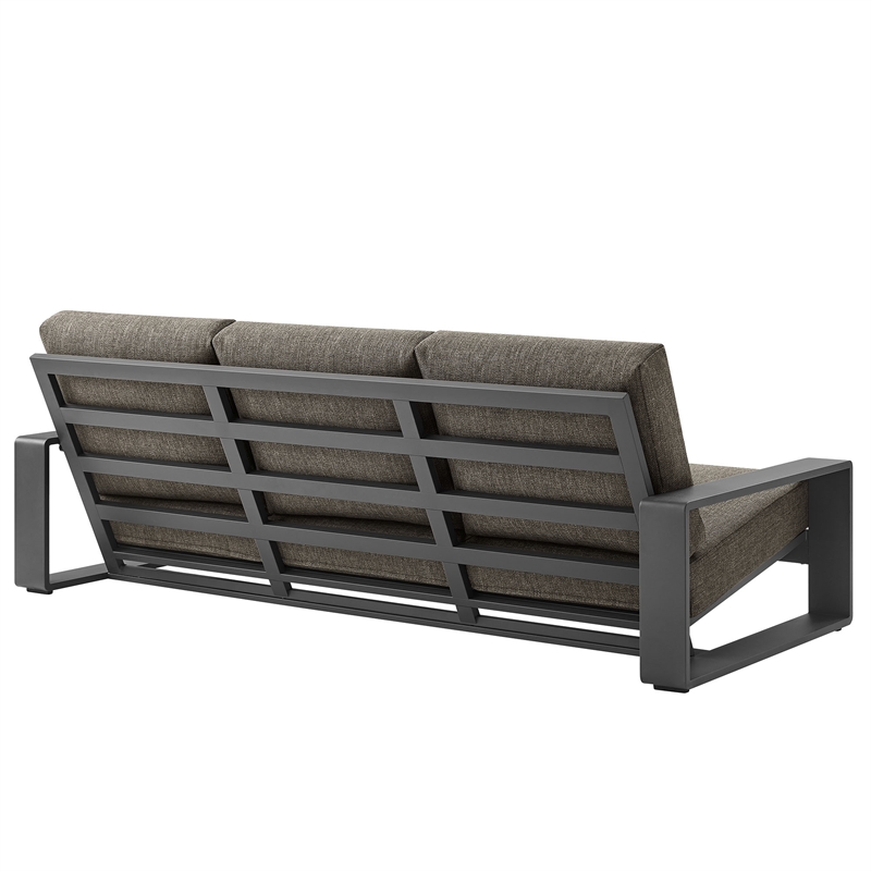 Lirienne Outdoor Patio Aluminum Sofa in Smoke Gray