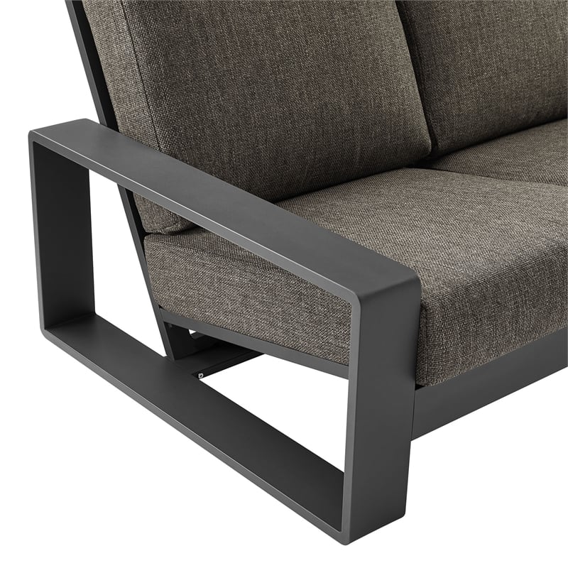 Lirienne Outdoor Patio Aluminum Sofa in Smoke Gray
