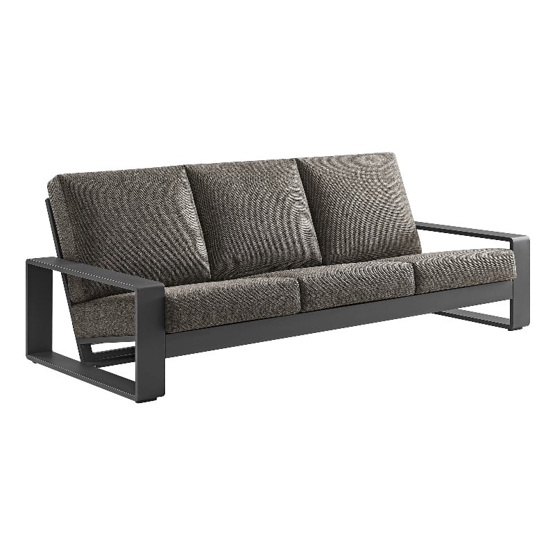 Lirienne Outdoor Patio Aluminum Sofa in Smoke Gray