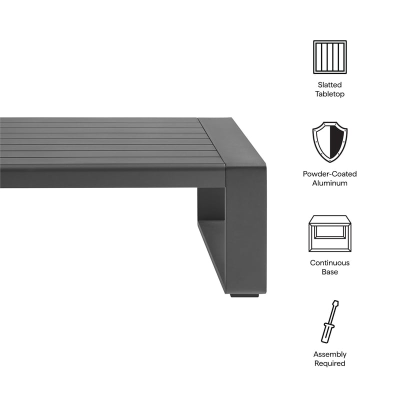 Lirienne Outdoor Patio Aluminum Coffee Table in Gray