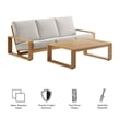 Lirienne 2-Piece Outdoor Patio Aluminum Faux Wood Furniture Set in Ivory Natural