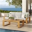 Lirienne 2-Piece Outdoor Patio Aluminum Faux Wood Furniture Set in Ivory Natural