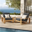Lirienne Outdoor Patio Aluminum Faux Wood Armchairs Set of 2 in Charcoal Natural