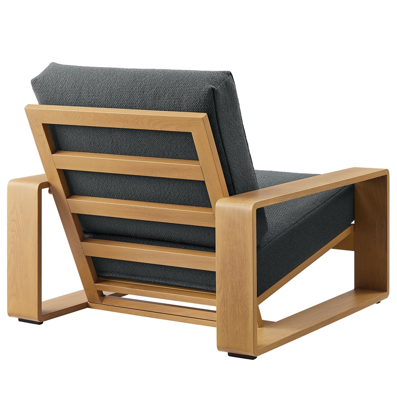 Lirienne Outdoor Patio Aluminum Faux Wood Armchairs Set of 2 in Charcoal Natural