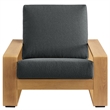 Lirienne Outdoor Patio Aluminum Faux Wood Armchairs Set of 2 in Charcoal Natural