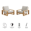 Lirienne Outdoor Patio Aluminum Faux Wood Armchairs Set of 2 in Ivory Natural
