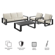 Modway Lirienne 4-Piece Outdoor Patio Aluminum Furniture Set in Cream