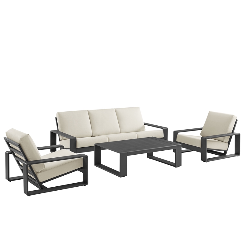 Modway Lirienne 4-Piece Outdoor Patio Aluminum Furniture Set in Cream