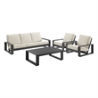 Modway Lirienne 4-Piece Outdoor Patio Aluminum Furniture Set in Cream