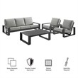 Modway Lirienne 4-Piece Outdoor Patio Aluminum Furniture Set in Light Gray