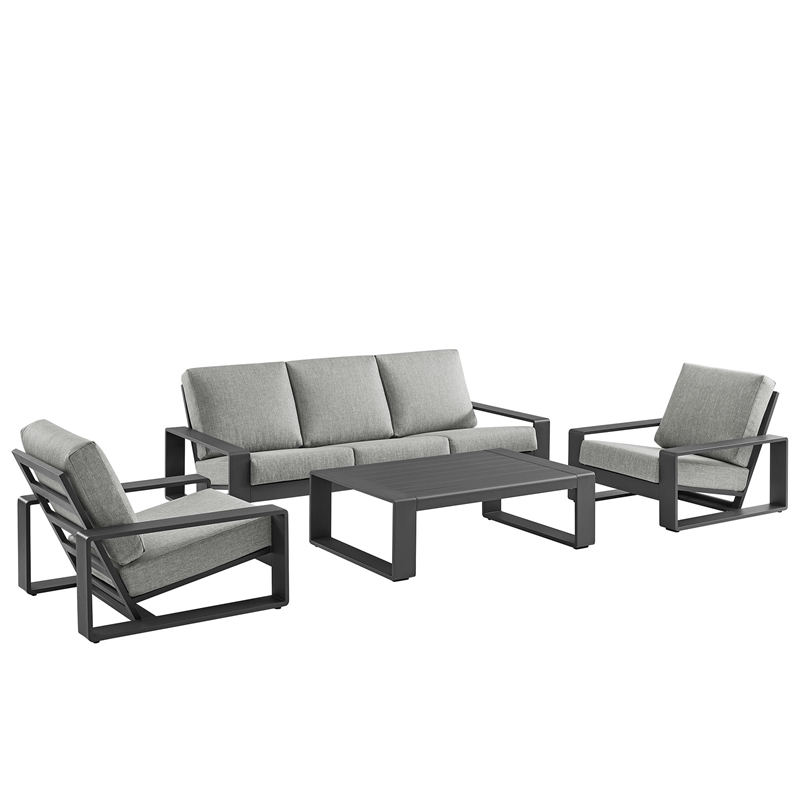 Modway Lirienne 4-Piece Outdoor Patio Aluminum Furniture Set in Light Gray