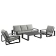 Modway Lirienne 4-Piece Outdoor Patio Aluminum Furniture Set in Light Gray