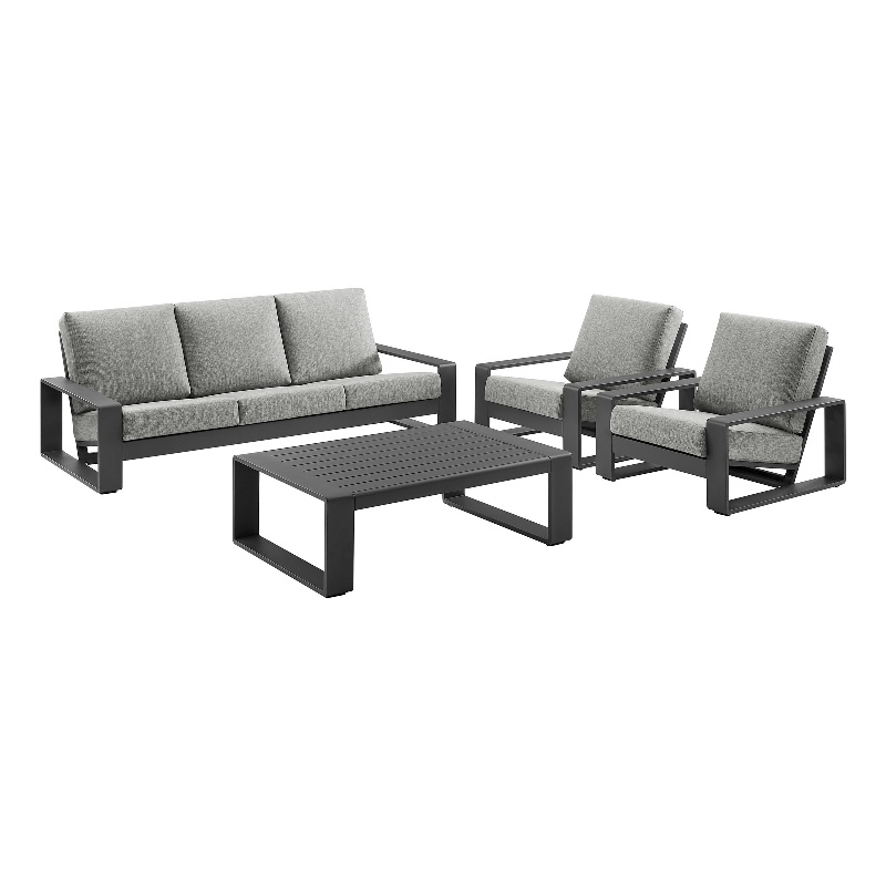 Modway Lirienne 4-Piece Outdoor Patio Aluminum Furniture Set in Light Gray