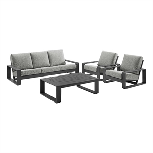 Modway Lirienne 4-Piece Outdoor Patio Aluminum Furniture Set in Light Gray
