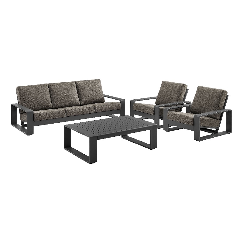 Modway Lirienne 4-Piece Outdoor Patio Aluminum Furniture Set in Smoke