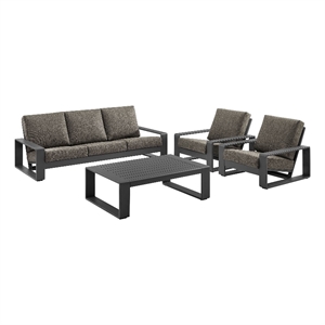 Modway Lirienne 4-Piece Outdoor Patio Aluminum Furniture Set in Smoke