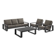 Modway Lirienne 4-Piece Outdoor Patio Aluminum Furniture Set in Smoke