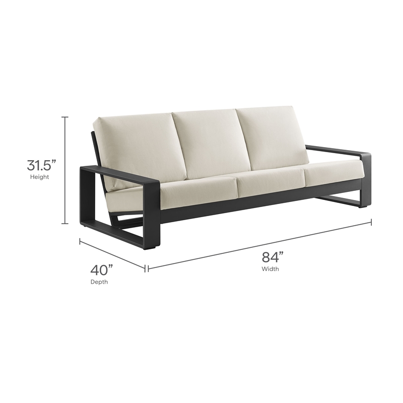 Lirienne 2-Piece Outdoor Patio Aluminum Furniture Set in Cream Gray