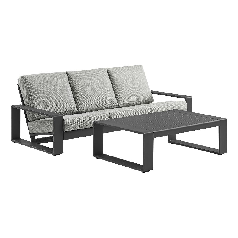 Lirienne 2-Piece Outdoor Patio Aluminum Furniture Set in Light Gray