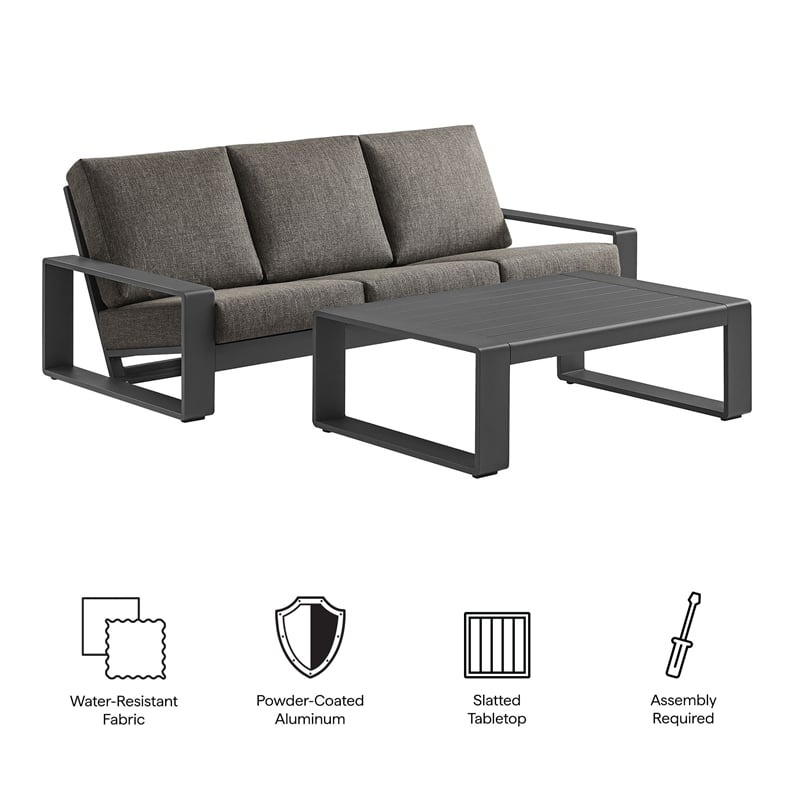 Lirienne 2-Piece Outdoor Patio Aluminum Furniture Set in Smoke