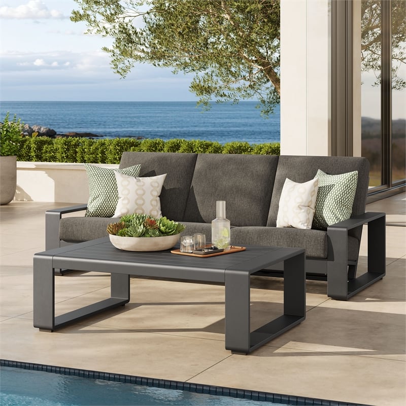 Lirienne 2-Piece Outdoor Patio Aluminum Furniture Set in Smoke