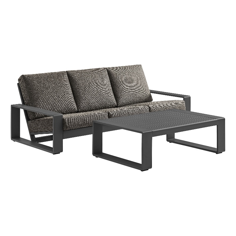 Lirienne 2-Piece Outdoor Patio Aluminum Furniture Set in Smoke