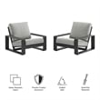 Lirienne Outdoor Patio Aluminum Faux Wood Armchairs Set of 2 in Light Gray