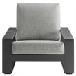 Lirienne Outdoor Patio Aluminum Faux Wood Armchairs Set of 2 in Light Gray