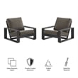 Lirienne Outdoor Patio Aluminum Faux Wood Armchairs Set of 2 in Smoke